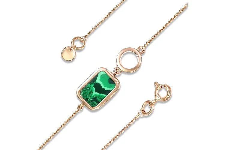 Браслет из красного золота с малахитом