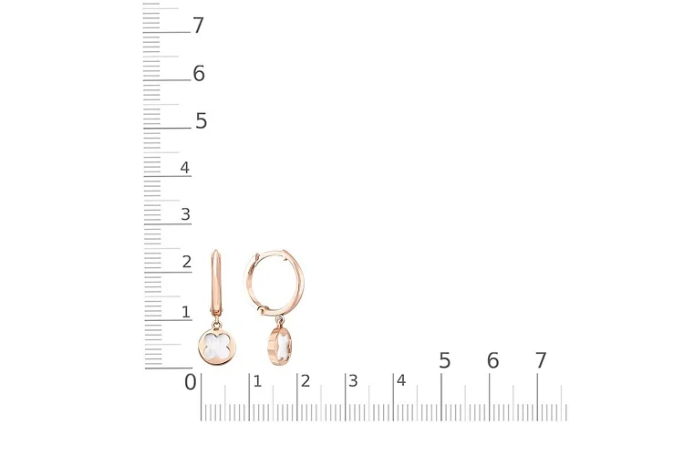 Серьги Клевер из красного золота с перламутром