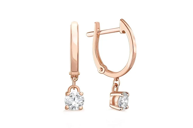 Серьги из красного золота с 2 муассанитами