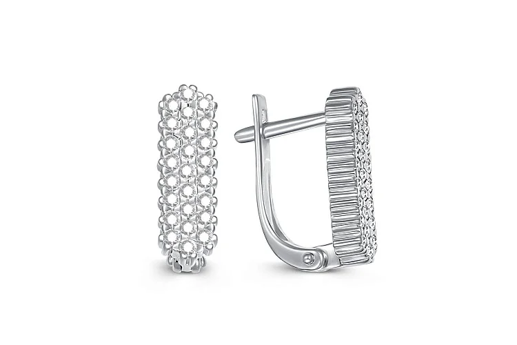 Серьги из белого золота с 50 бриллиантами