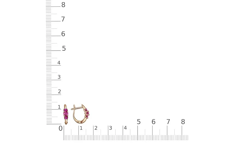 Серьги из красного золота с 6 корундами