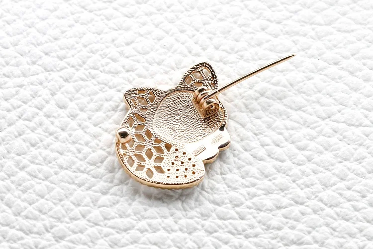 Брошь Лиса из красного золота с 14 фианитами