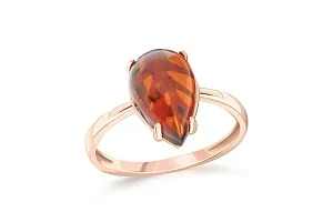 Кольцо из красного золота с янтарём