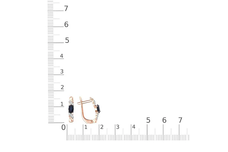 Серьги из красного золота с 2 сапфирами и 12 бриллиантами