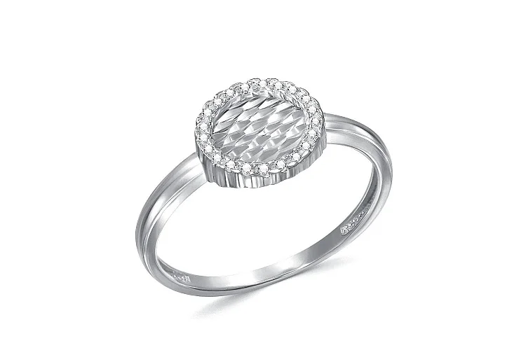 Кольцо из белого золота с 21 фианитами