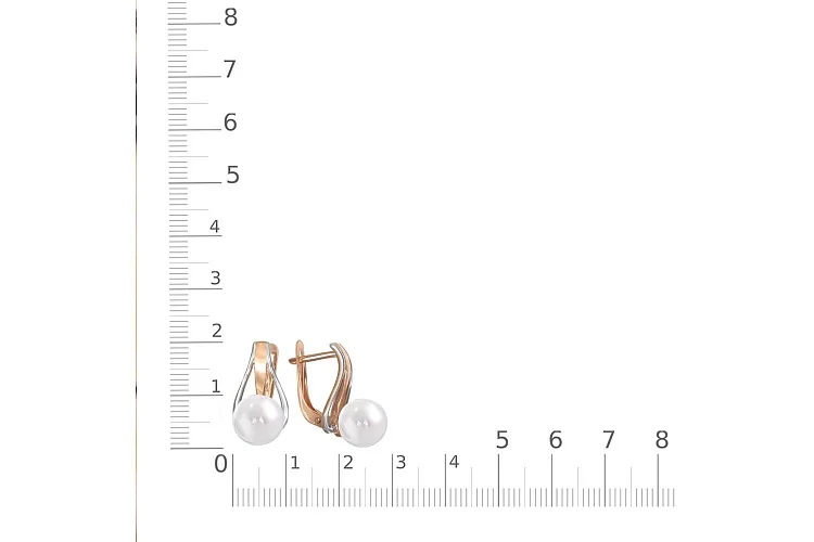 Серьги из красного золота с 2 жемчужинами
