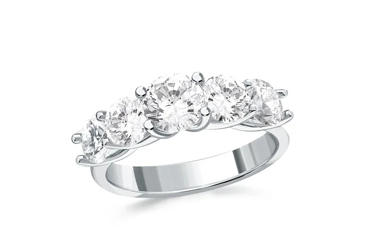 Кольцо Дорожка из белого золота с 5 выращенными бриллиантами