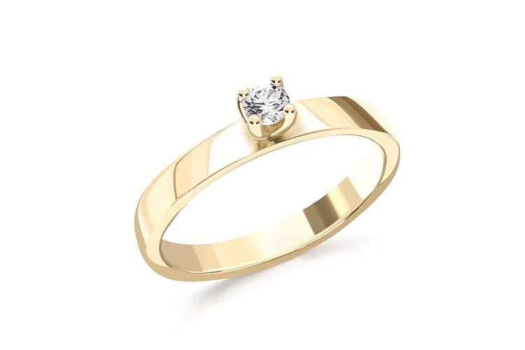 Кольцо из жёлтого золота с фианитом