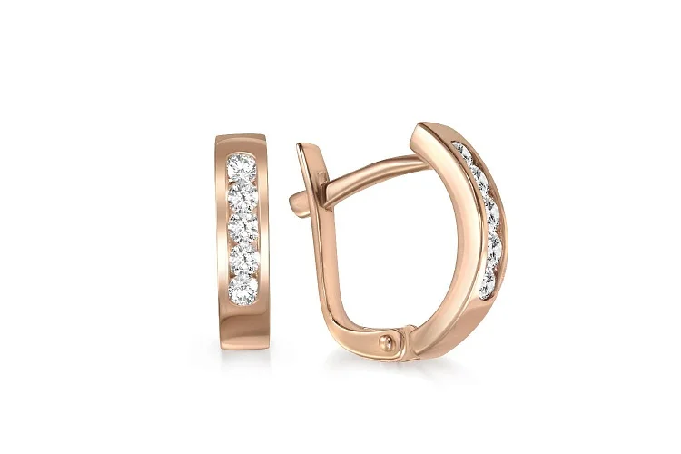 Серьги Дорожки из красного золота с 10 бриллиантами