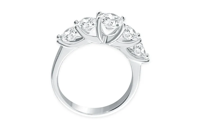 Кольцо Дорожка из белого золота с 5 бриллиантами