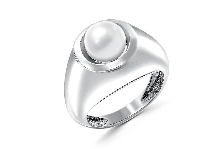 Кольцо из белого золота с жемчугом