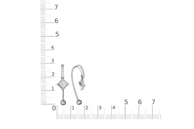 Серьги из белого золота с 36 фианитами