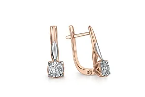 Серьги из красного золота с 2 бриллиантами