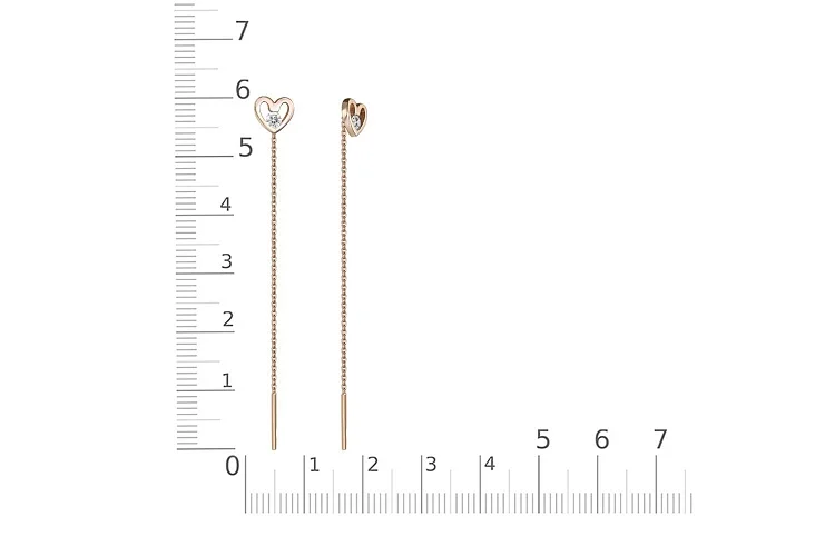 Серьги-продёвки Сердца из красного золота без вставок