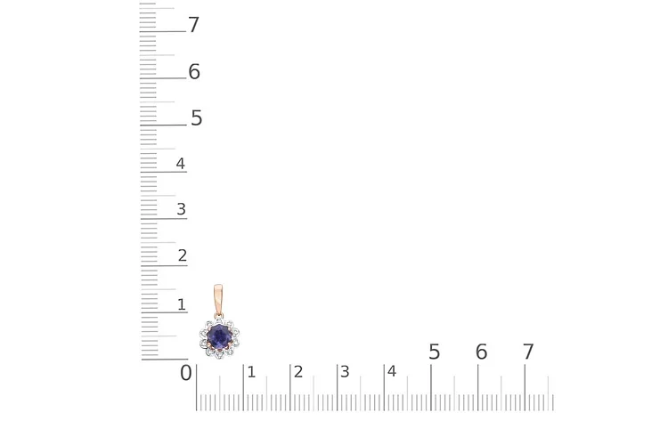 Подвеска Цветок из красного золота с иолитом и 10 фианитами