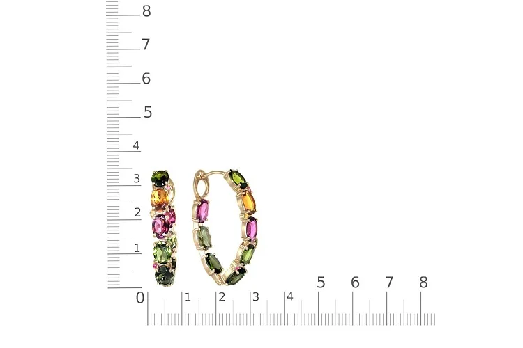 Серьги из жёлтого золота с 24 турмалинами