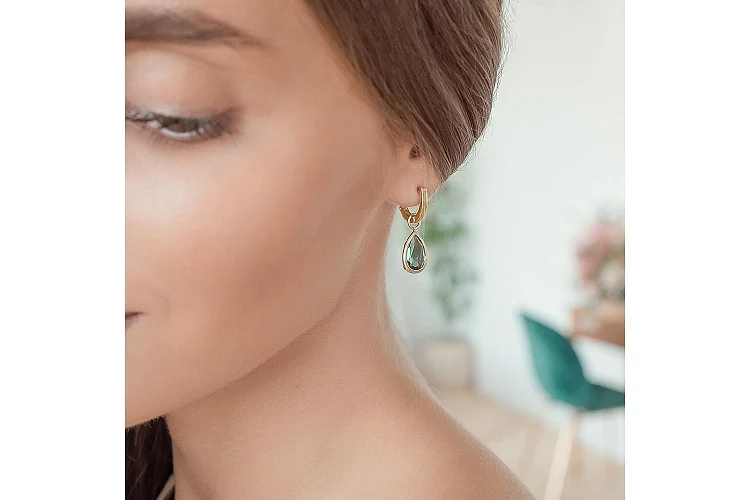 Серьги-трансформеры из жёлтого золота с 2 аметистами