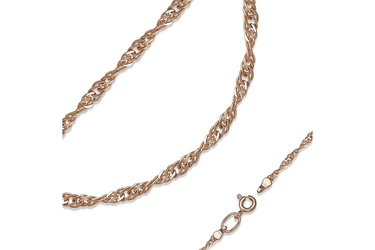 Цепь плетение сингапур ⌀ нити 0,35 мм  из красного золота