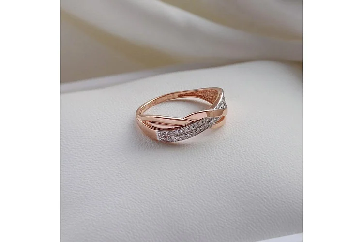 Кольцо дорожка из красного золота с 31 бриллиантами