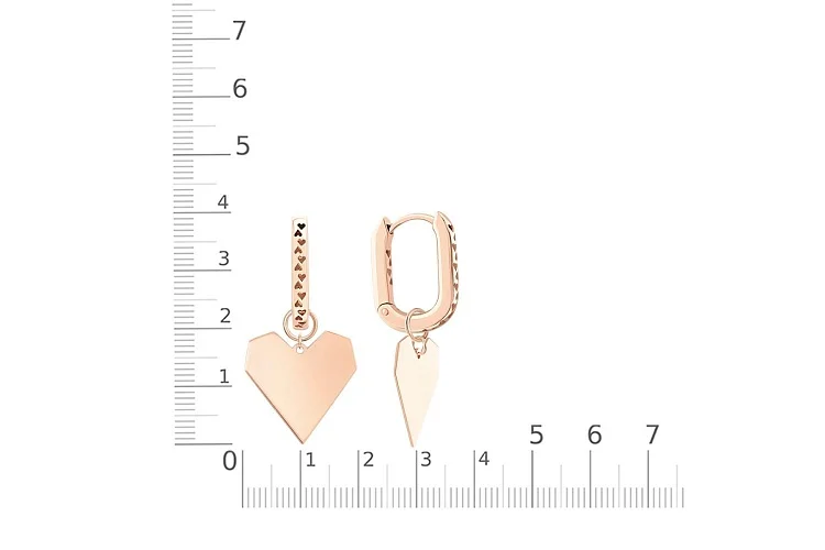 Серьги-трансформеры Сердца из красного золота без вставок