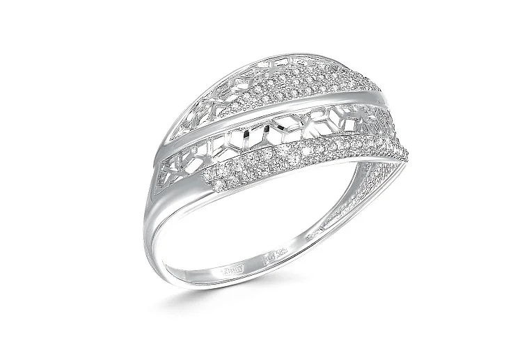 Кольцо Дорожка из белого золота с 51 фианитами