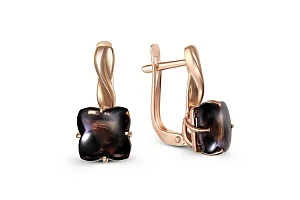 Серьги из красного золота с 2 кварцами