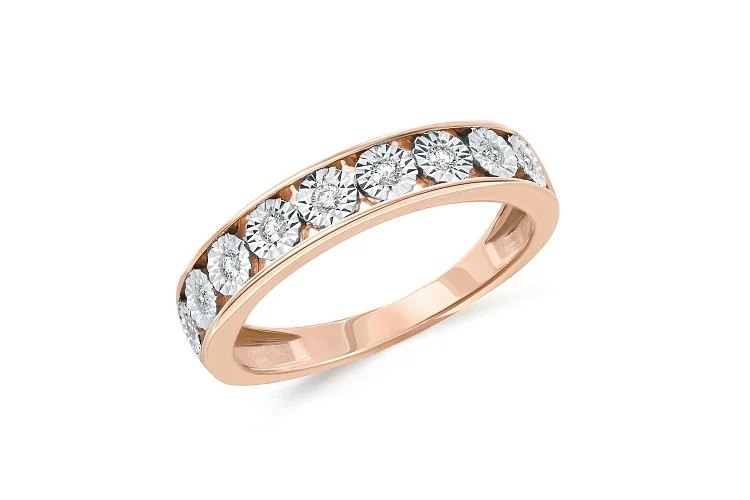Кольцо Дорожка из красного золота с 9 бриллиантами