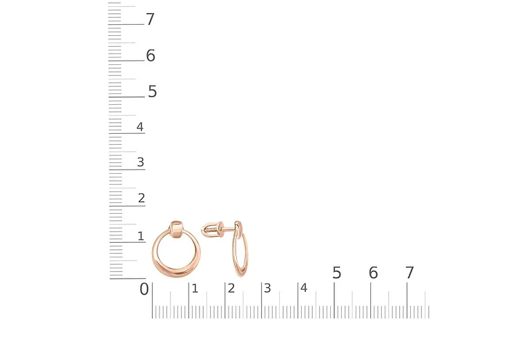 Серьги-пусеты Круги из красного золота без вставок