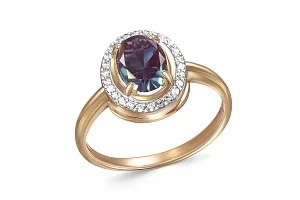 Кольцо из красного золота с александритом и 26 фианитами