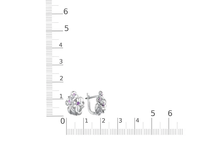 Серьги Цветы из белого золота с 6 аметистами