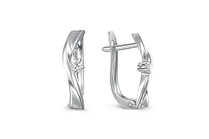 Серьги из белого золота с 2 фианитами