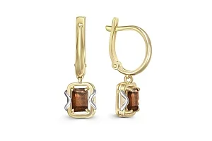 Серьги из жёлтого золота с 2 раухтопазами