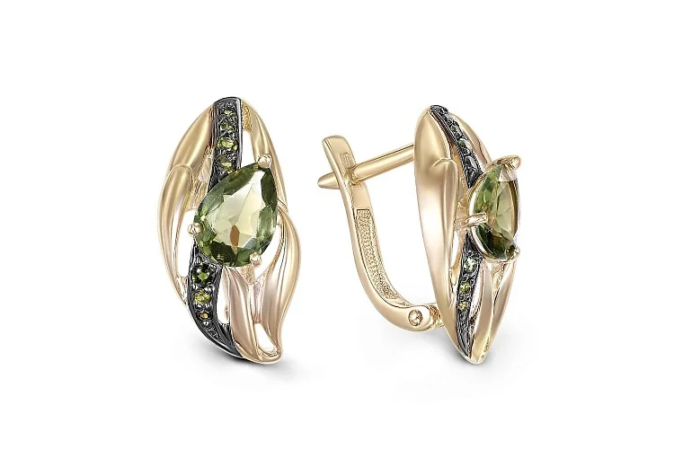 Серьги из жёлтого золота с 16 турмалинами