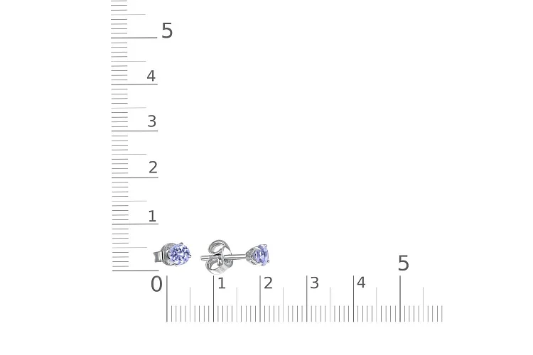 Серьги-пусеты из белого золота с 2 танзанитами