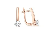 Серьги из красного золота с 2 выращенными бриллиантами