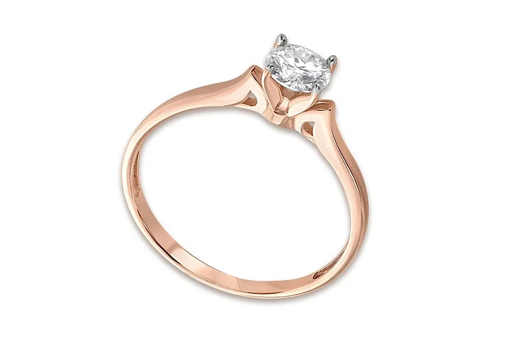 Кольцо из красного золота с фианитом