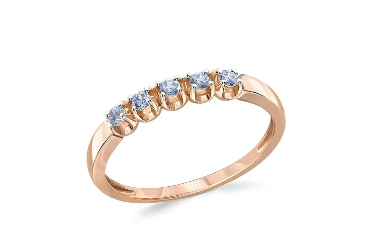 Кольцо Дорожка из красного золота с 5 циркониями
