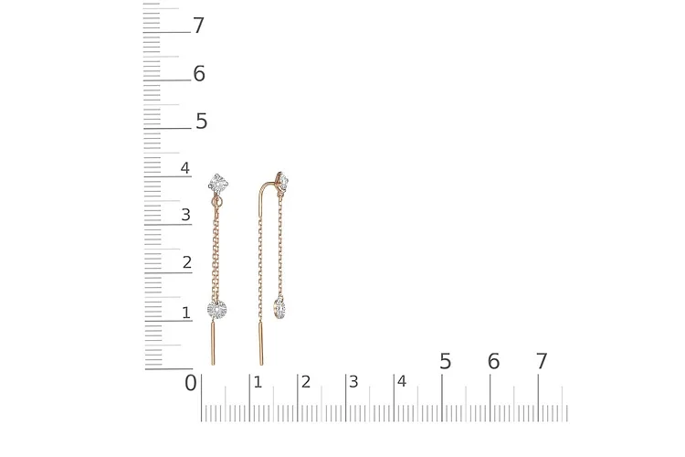 Серьги-продёвки из красного золота с 4 бриллиантами