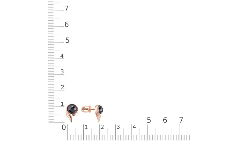 Серьги-пусеты из красного золота с 2 жемчужинами