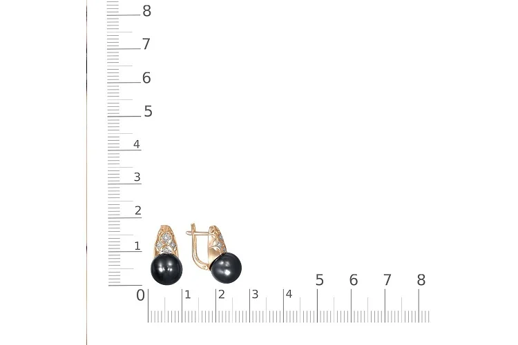 Серьги из красного золота с 2 жемчужинами и 8 бриллиантами