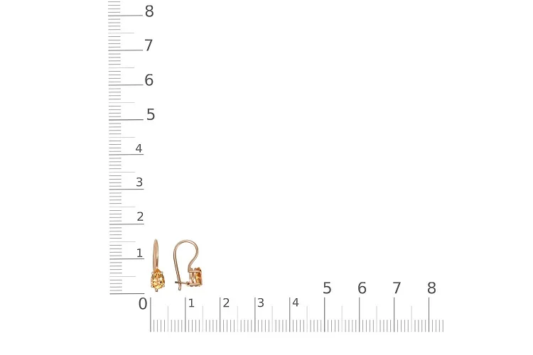 Детские серьги из красного золота с 2 цитринами