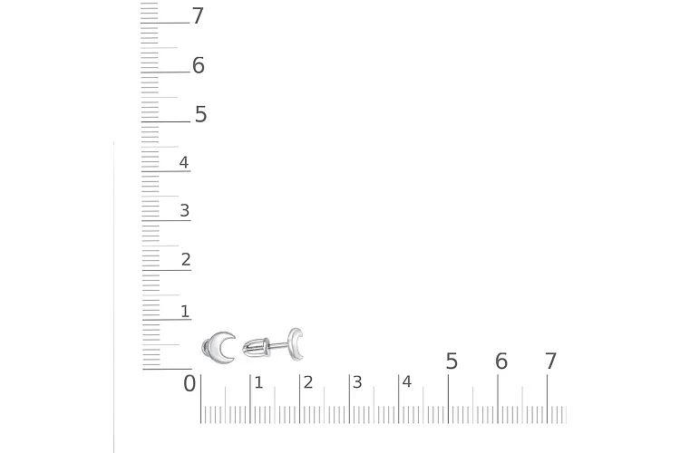Серьги-пусеты Месяцы из белого золота без вставок