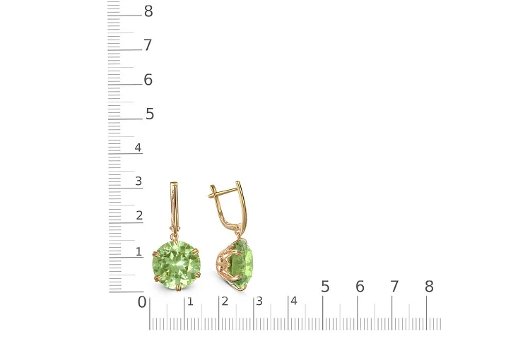 Серьги из жёлтого золота с 2 ситаллами