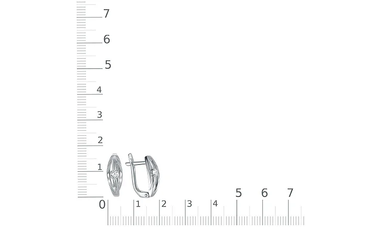 Серьги из белого золота с 2 фианитами