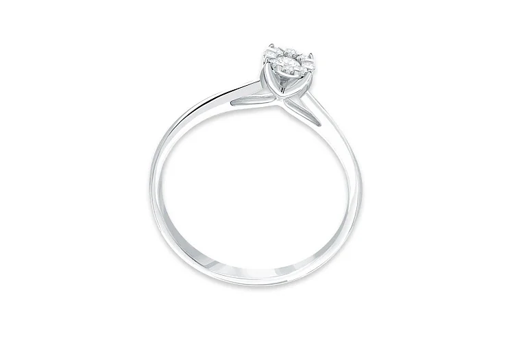 Кольцо Малинка из белого золота с 9 бриллиантами