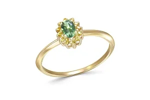 Кольцо из жёлтого золота с апатитом и 12 сапфирами