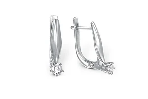 Серьги из белого золота с 2 фианитами