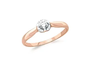 Кольцо из красного золота с выращенным бриллиантом