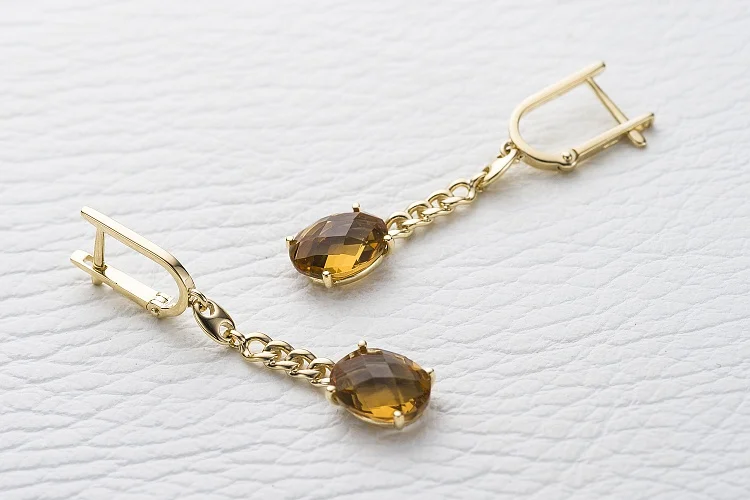 Серьги из жёлтого золота с 2 султанитами