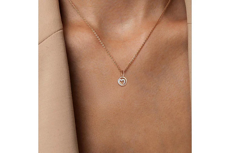 Подвеска Сердце из красного золота с 13 фианитами